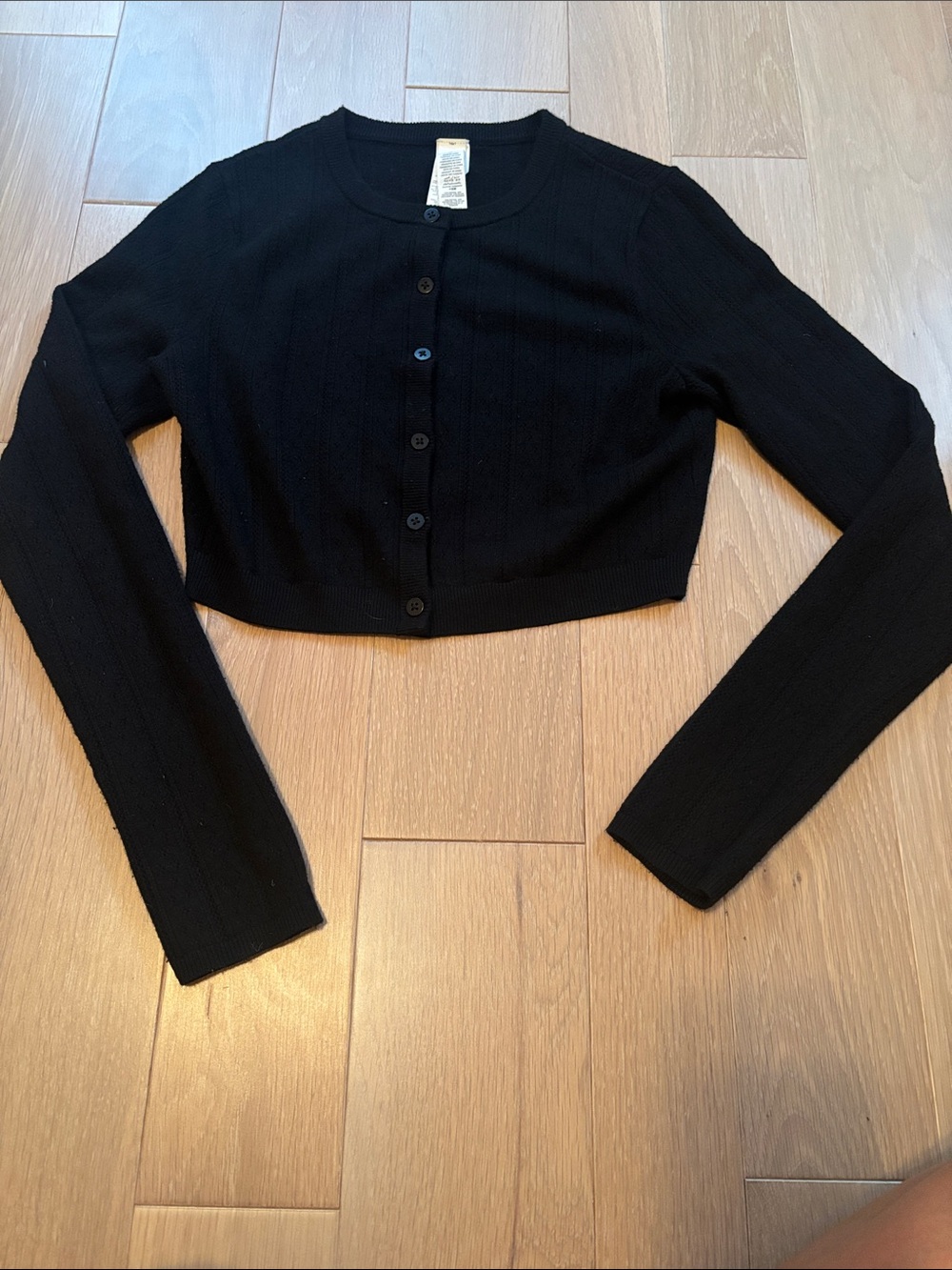 ALO Black Pointelle Cardigan XS